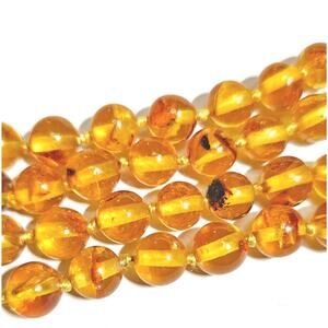 Vintage Orange Baltic Amber Round Bead Necklace